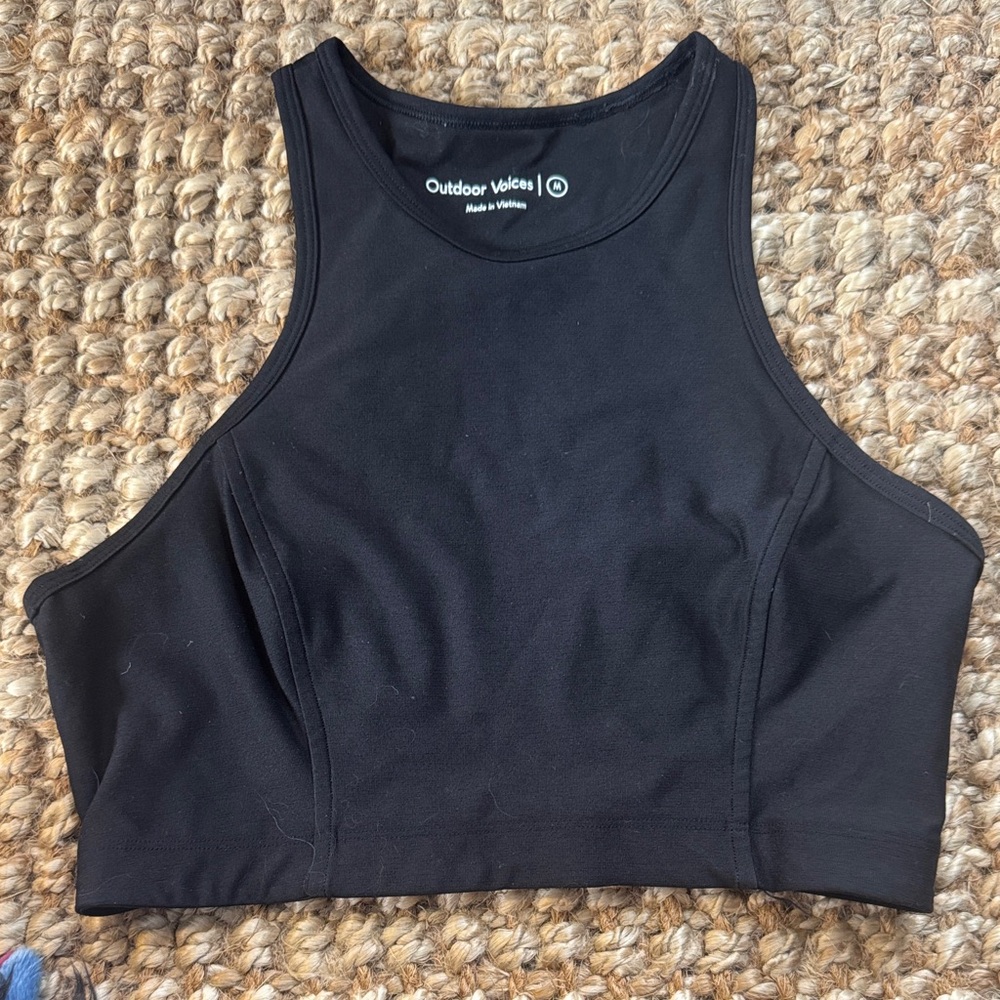 Outdoor Voices Midnight Black Athletic Crop Top (skyline paloma racetrack)